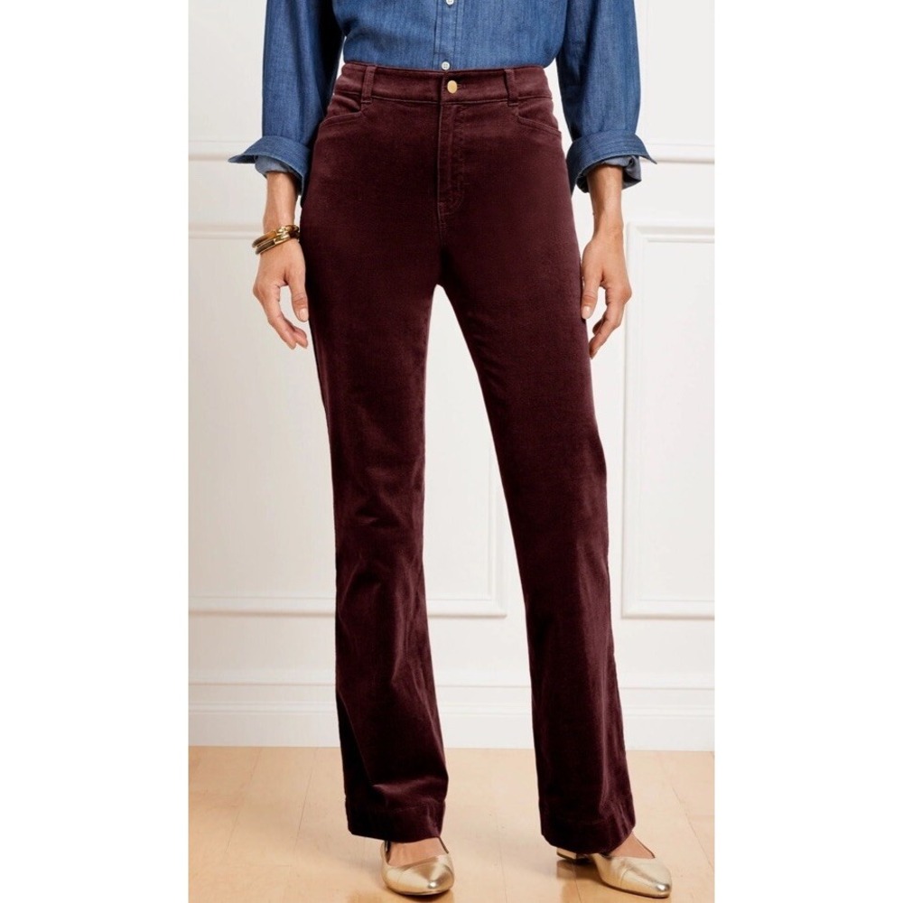Talbots Heritage Corduroy Pants Womens 16P Purple Straight Leg High Rise